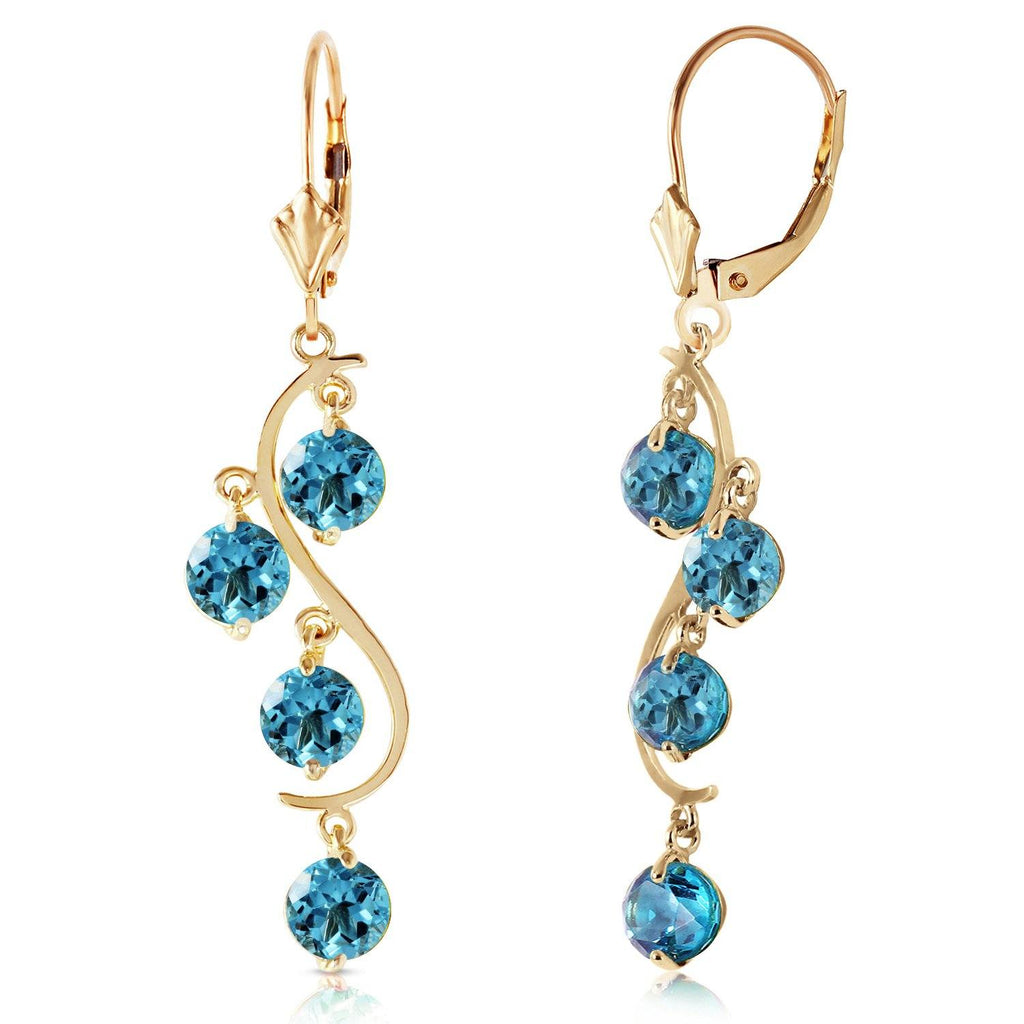 4.95 Carat 14K Rose Gold Blue Topaz Drop Earrings