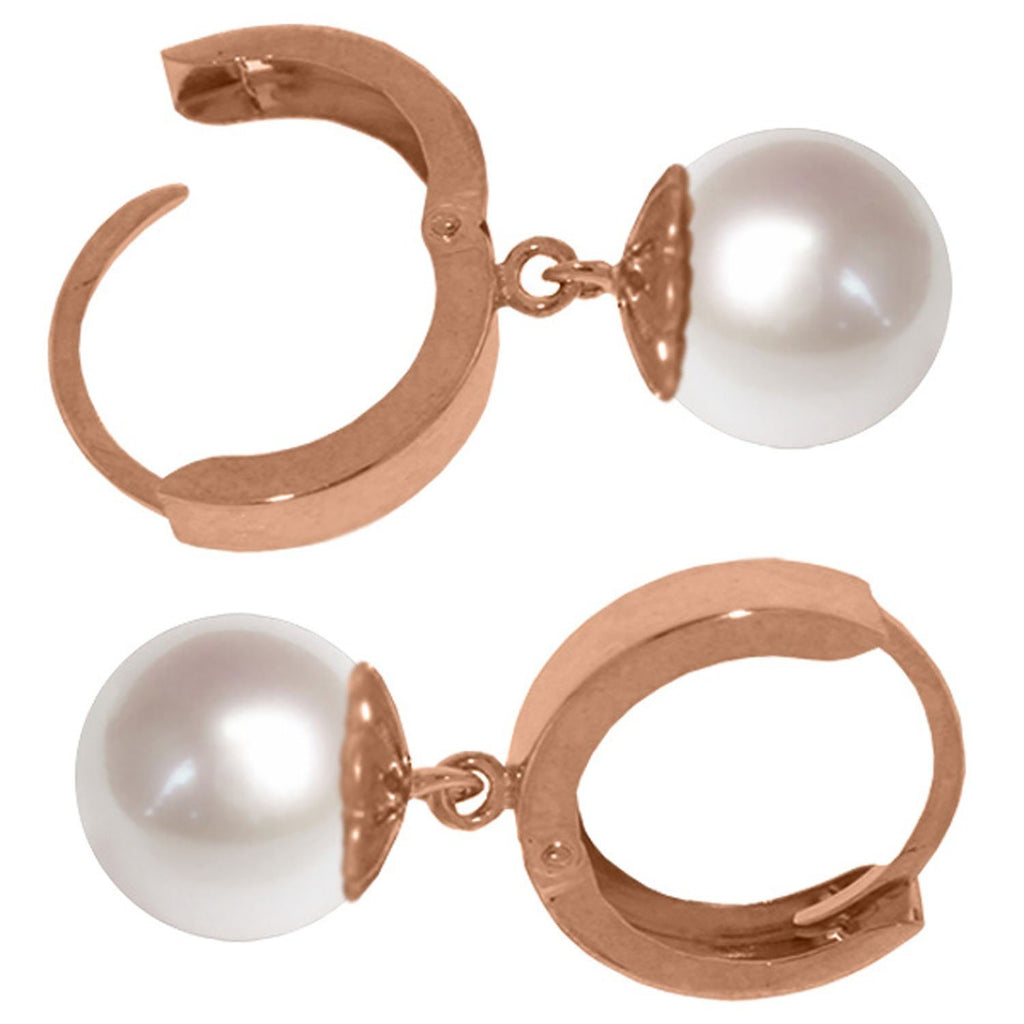 4 Carat 14K Rose Gold Hoop Earrings Natural Pearl