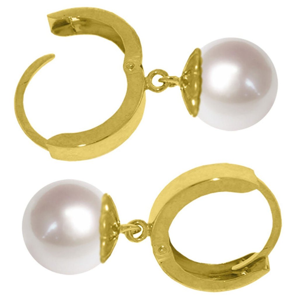 4 Carat 14K Rose Gold Hoop Earrings Natural Pearl