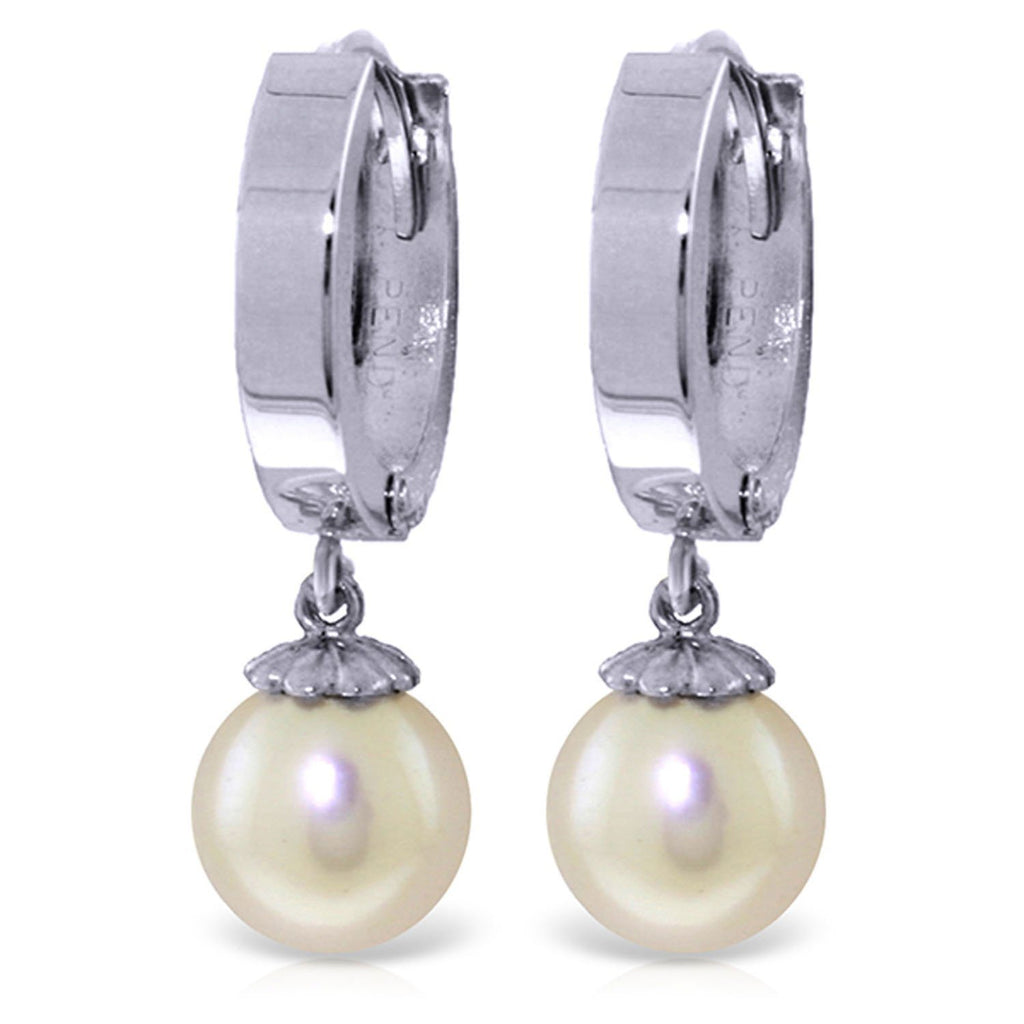 4 Carat 14K White Gold Hoop Earrings Natural Pearl