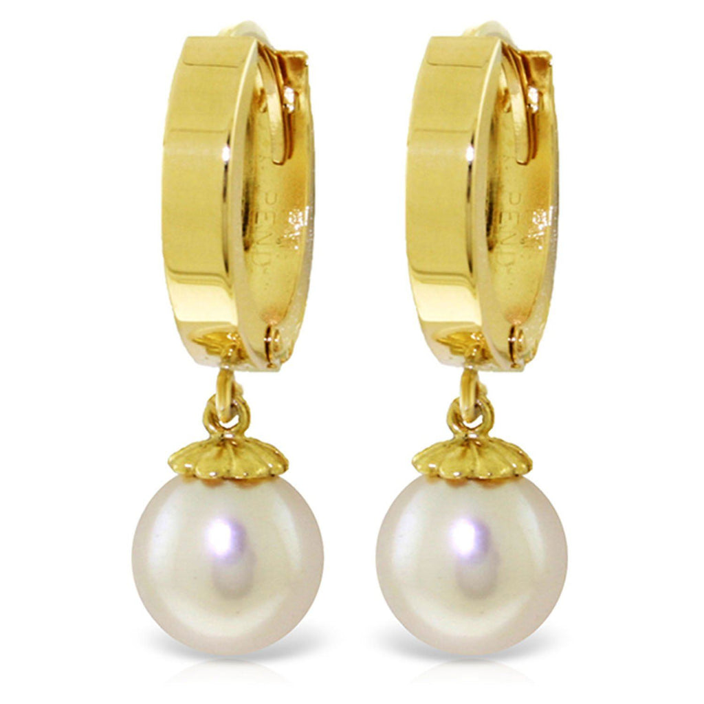 4 Carat 14K White Gold Hoop Earrings Natural Pearl