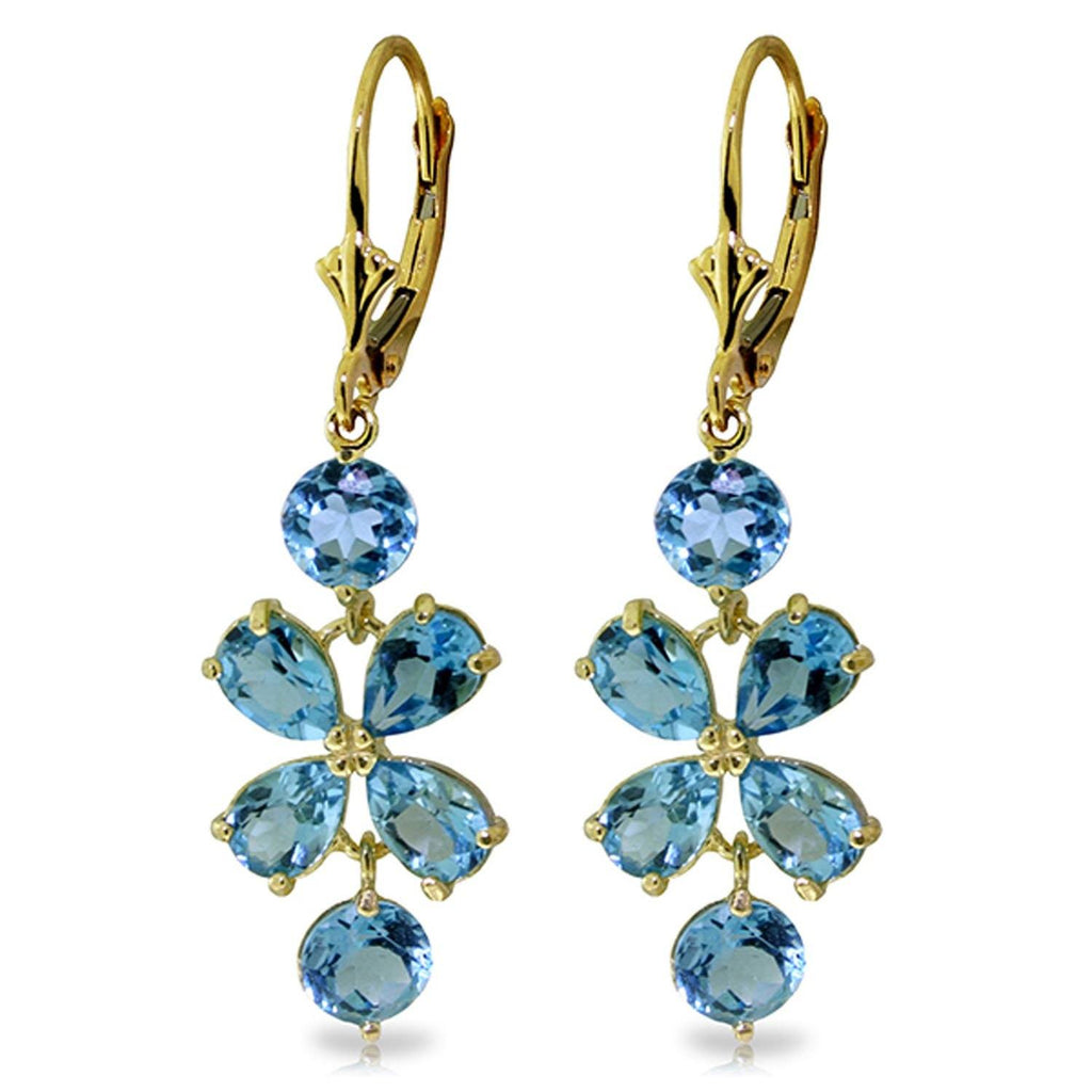 5.32 Carat 14K Gold Chandelier Earrings Natural Blue Topaz