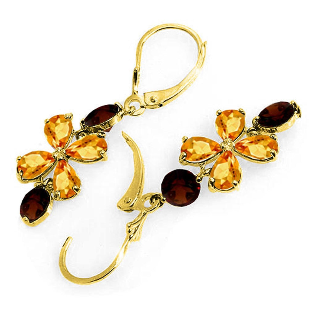 5.32 Carat 14K Rose Gold Chandelier Earrings Citrine Garnet
