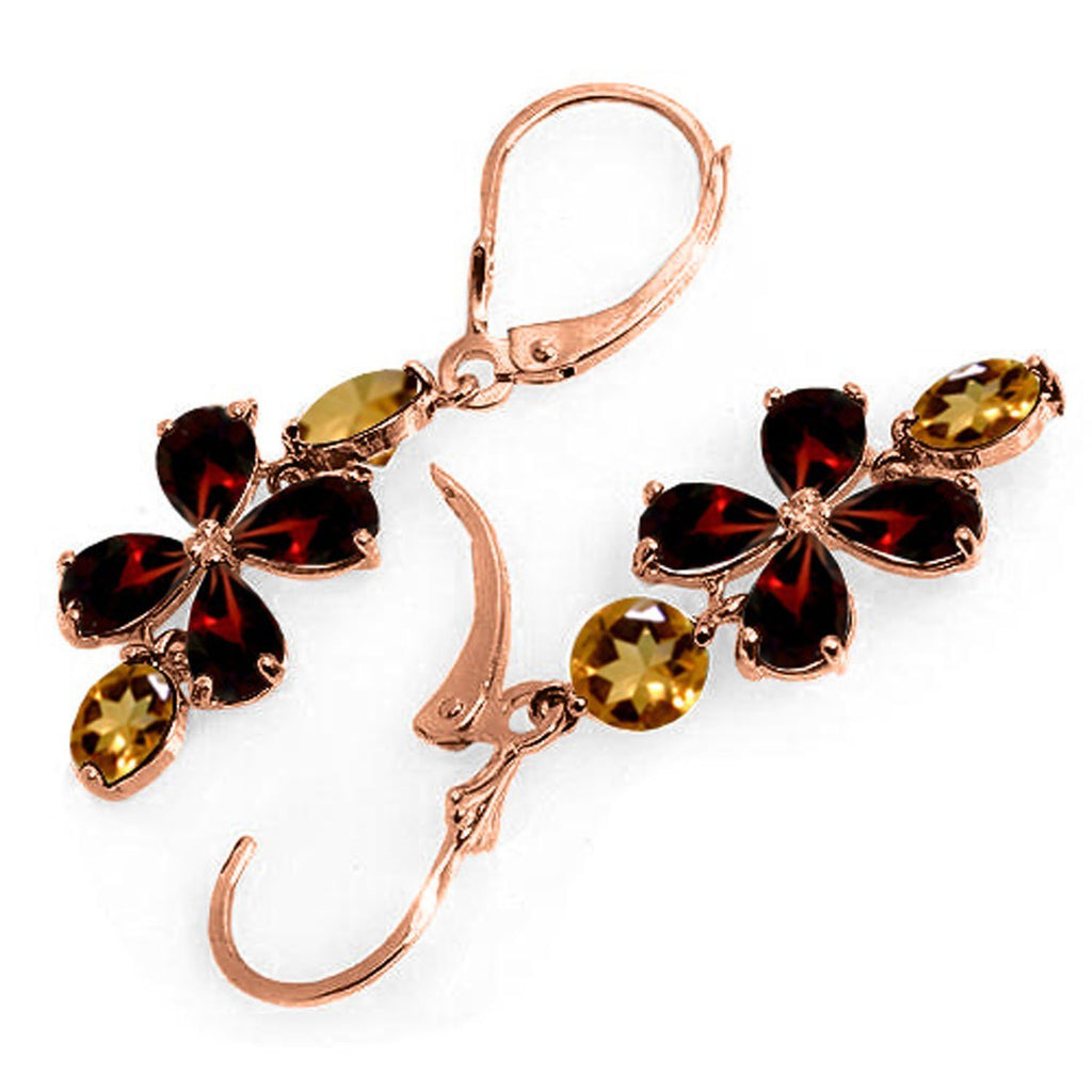 5.32 Carat 14K Rose Gold Chandelier Earrings Garnet Citrine