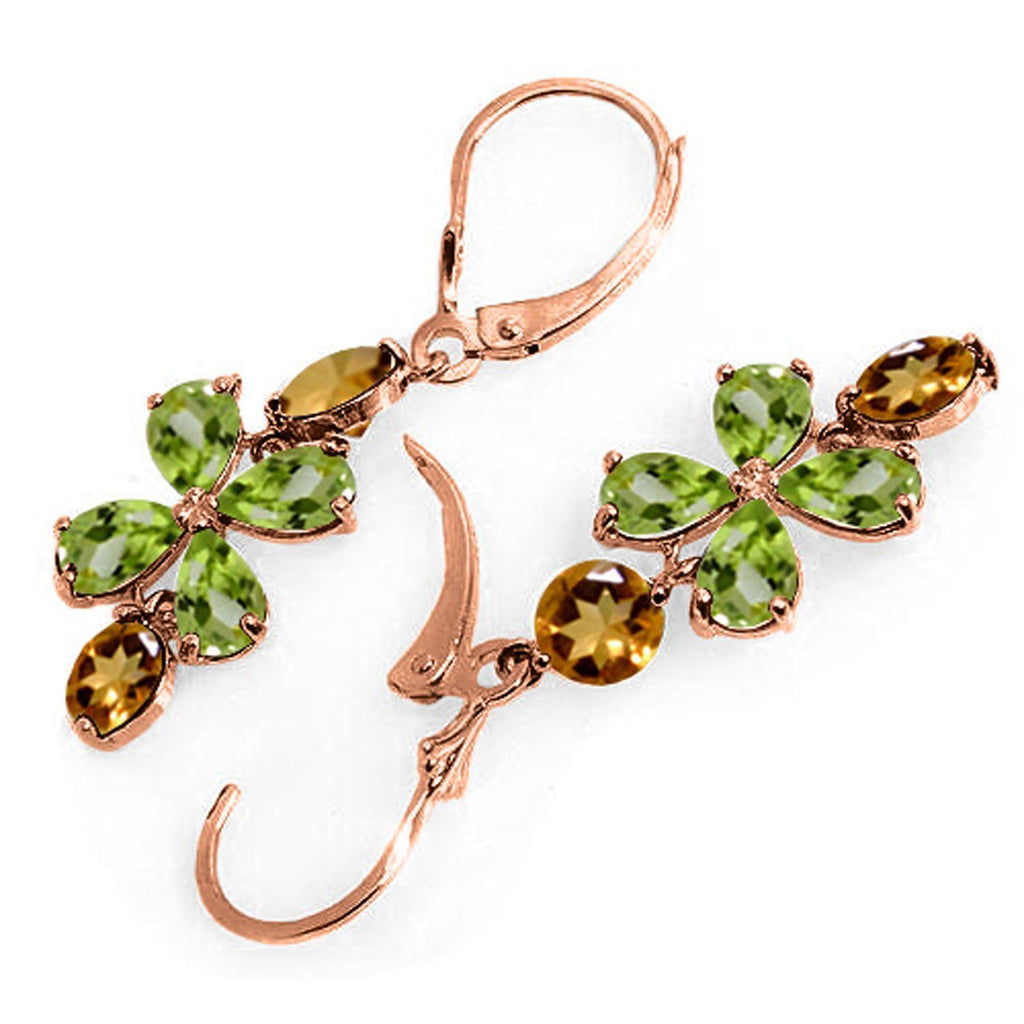 5.32 Carat 14K Rose Gold Chandelier Earrings Peridot Citrine