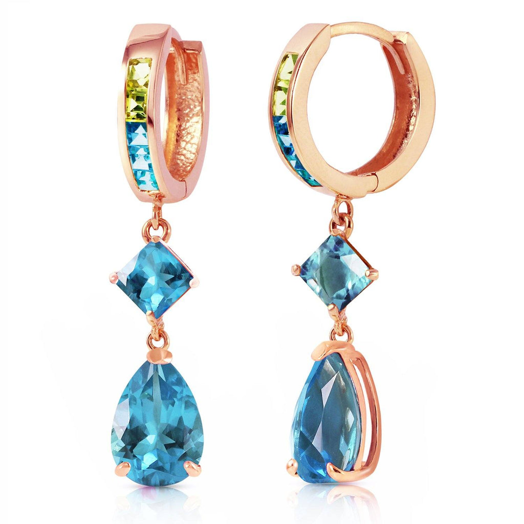 5.37 Carat 14K Rose Gold Huggie Earrings Peridot Blue Topaz