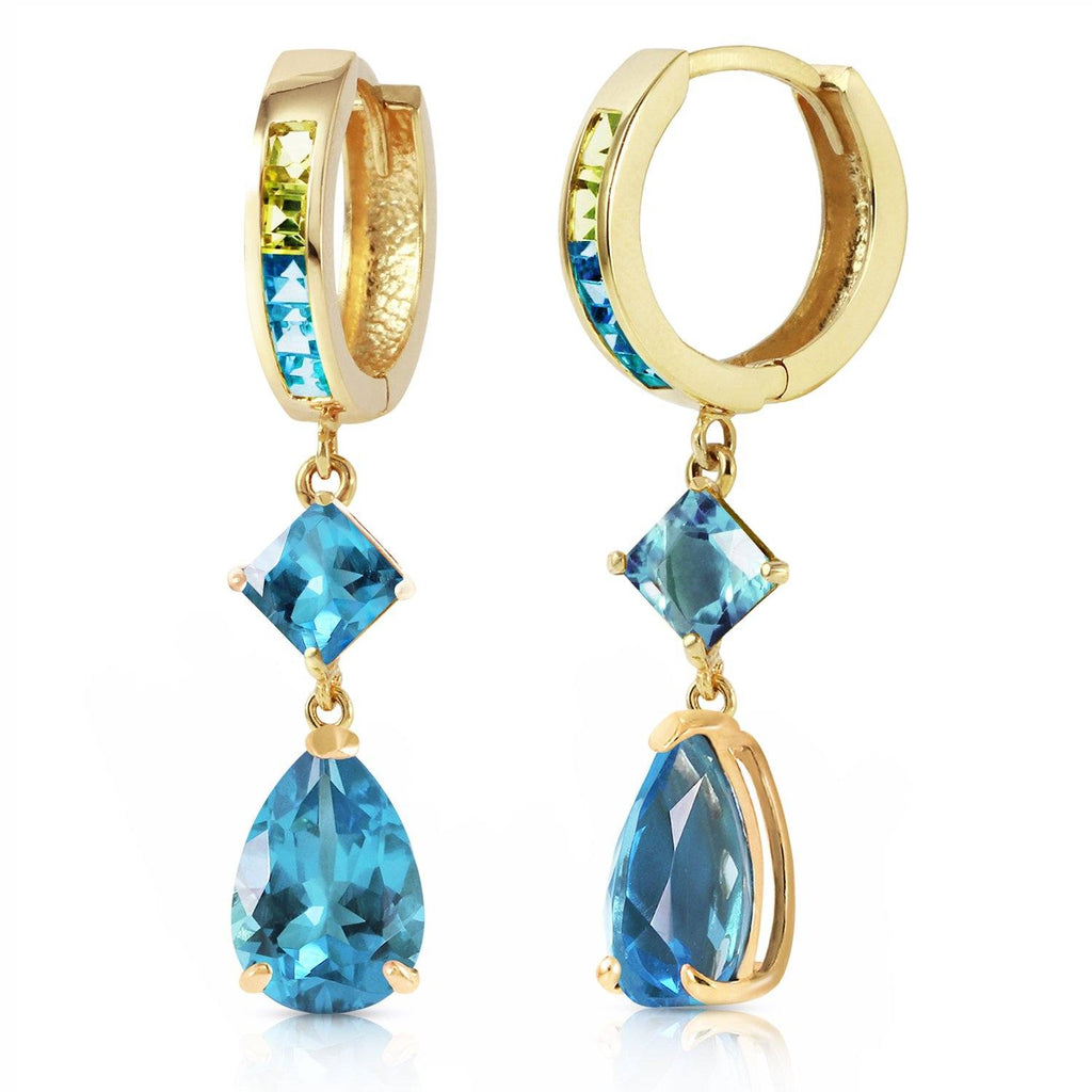 5.37 Carat 14K White Gold Huggie Earrings Peridot Blue Topaz