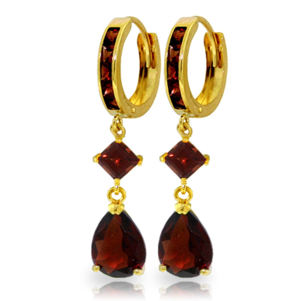 5.62 Carat 14K Gold Huggie Earrings Dangling Garnet