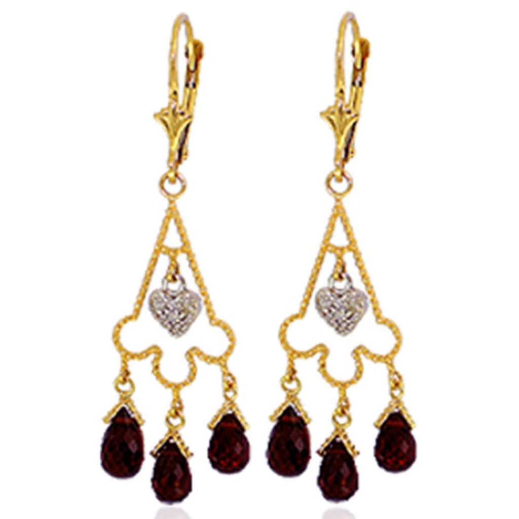 6.33 Carat 14K Rose Gold Chandelier Diamond Earrings Garnet