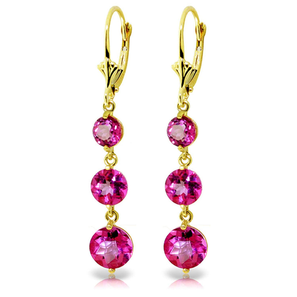 7.2 Carat 14K Gold Chandelier Earrings Pink Topaz