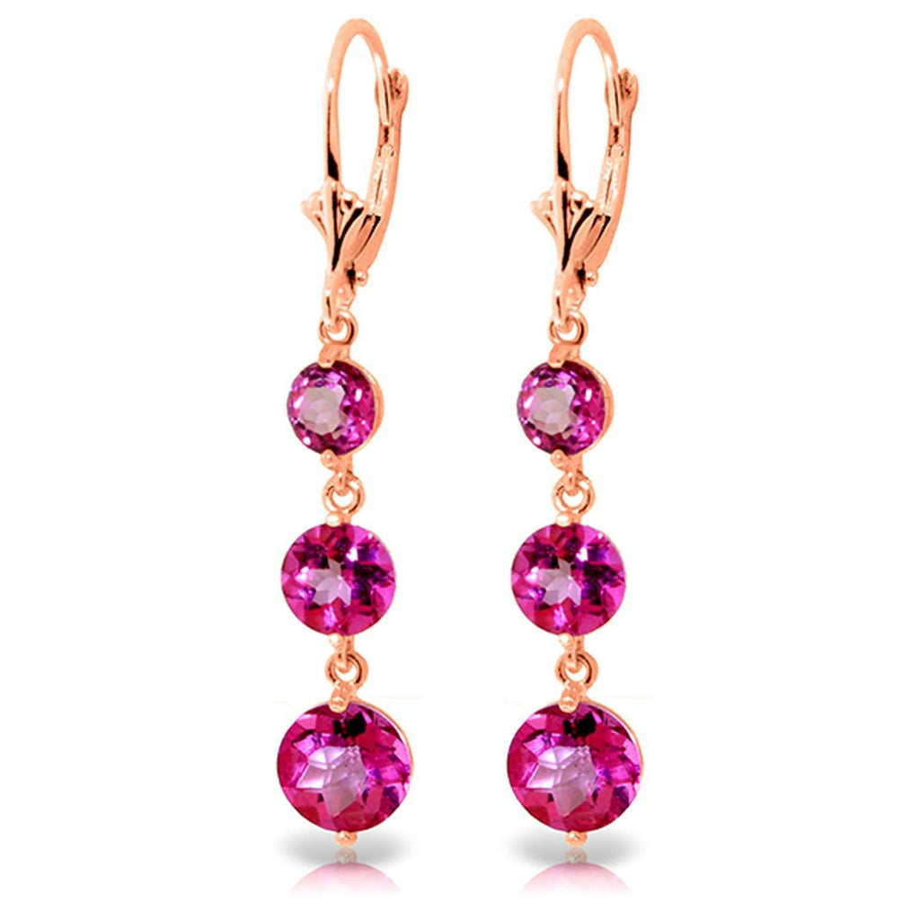 7.2 Carat 14K Gold Chandelier Earrings Pink Topaz