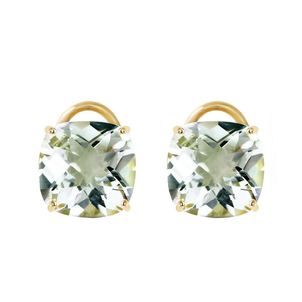 7.2 Carat 14K Gold French Clips Earrings Green Amethyst