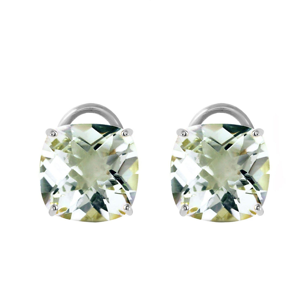 7.2 Carat 14K White Gold French Clips Earrings Green Amethyst