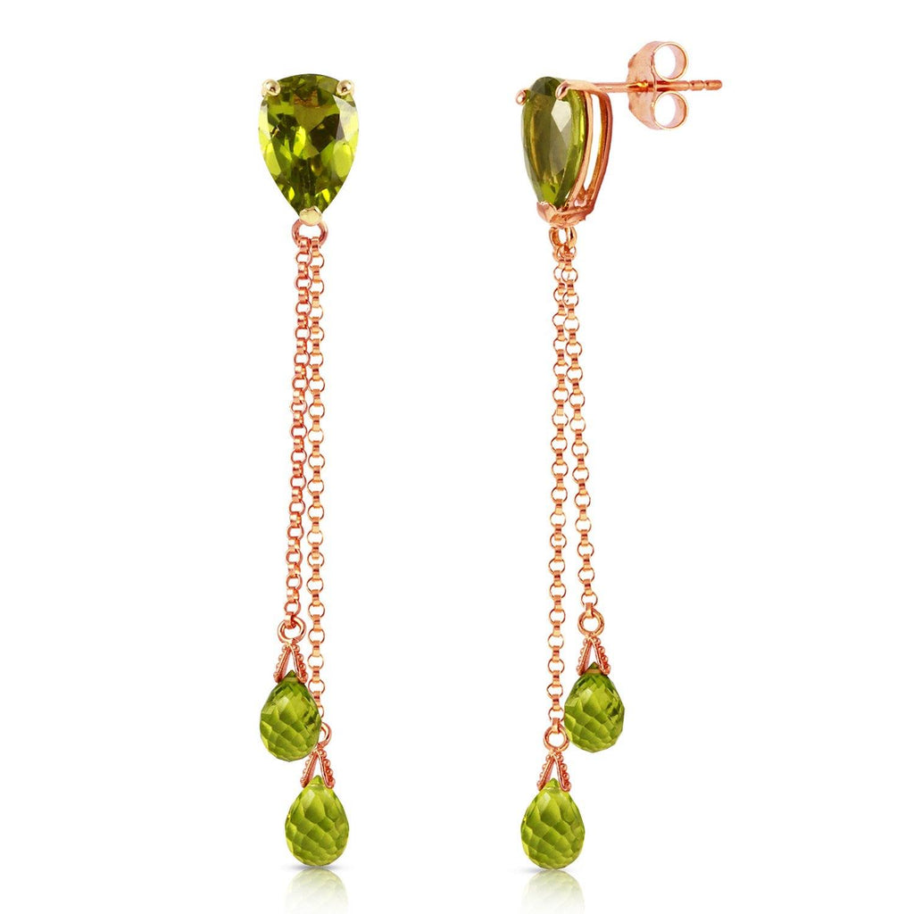 7.5 Carat 14K Rose Gold Chain Drop Earrings Peridot