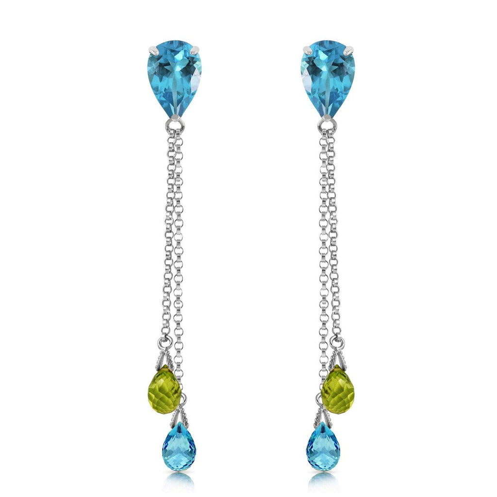 7.5 Carat 14K Rose Gold Chandelier Earrings Blue Topaz Peridot