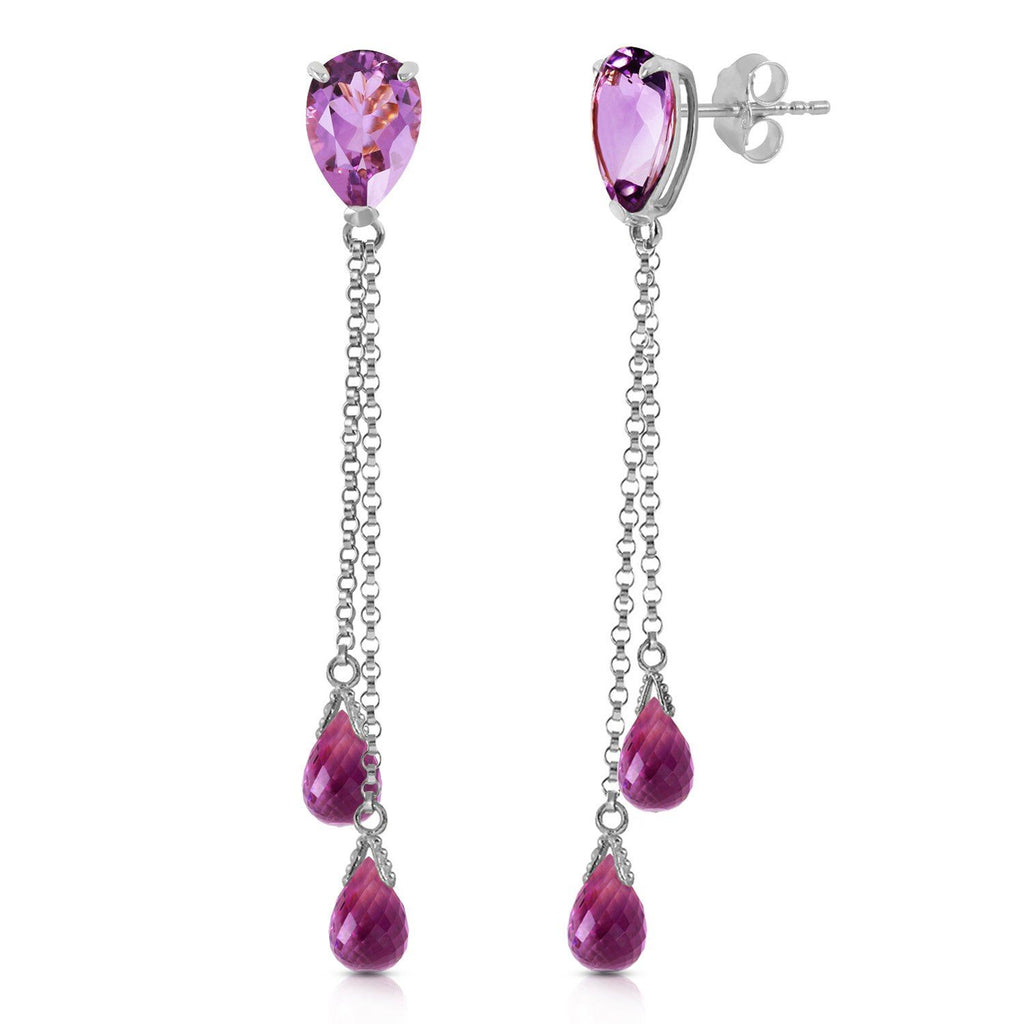 7.5 Carat 14K White Gold Heart Can't Forget Amethyst Earrings