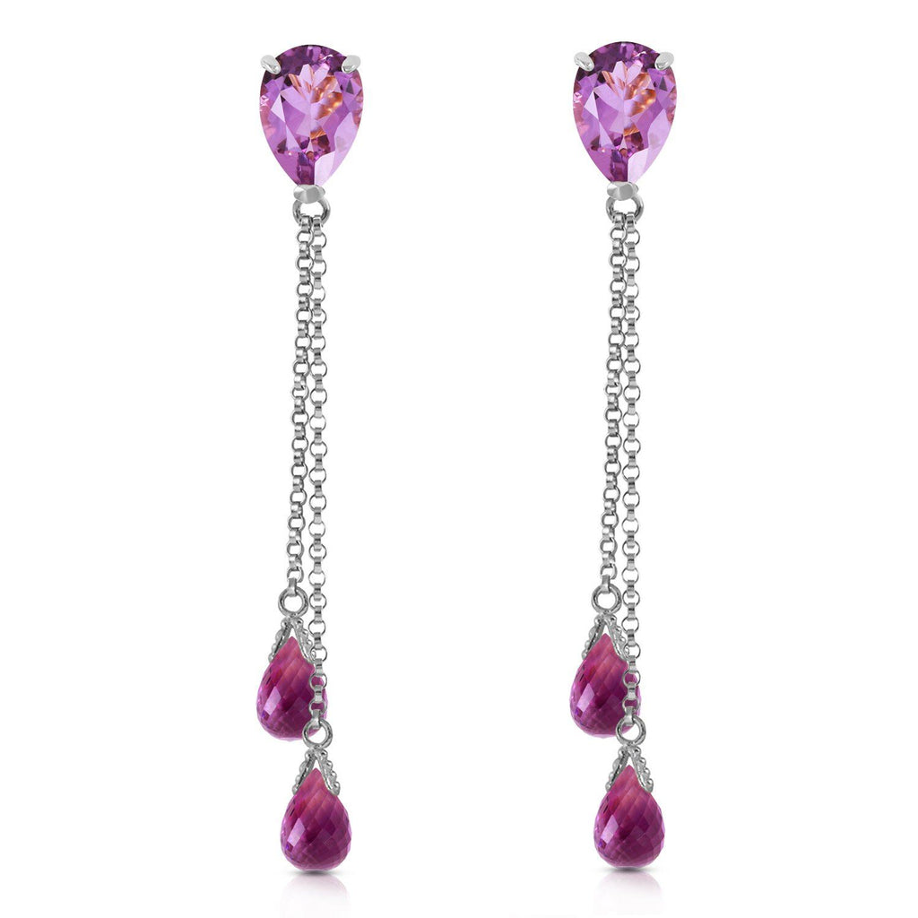 7.5 Carat 14K White Gold Heart Can't Forget Amethyst Earrings