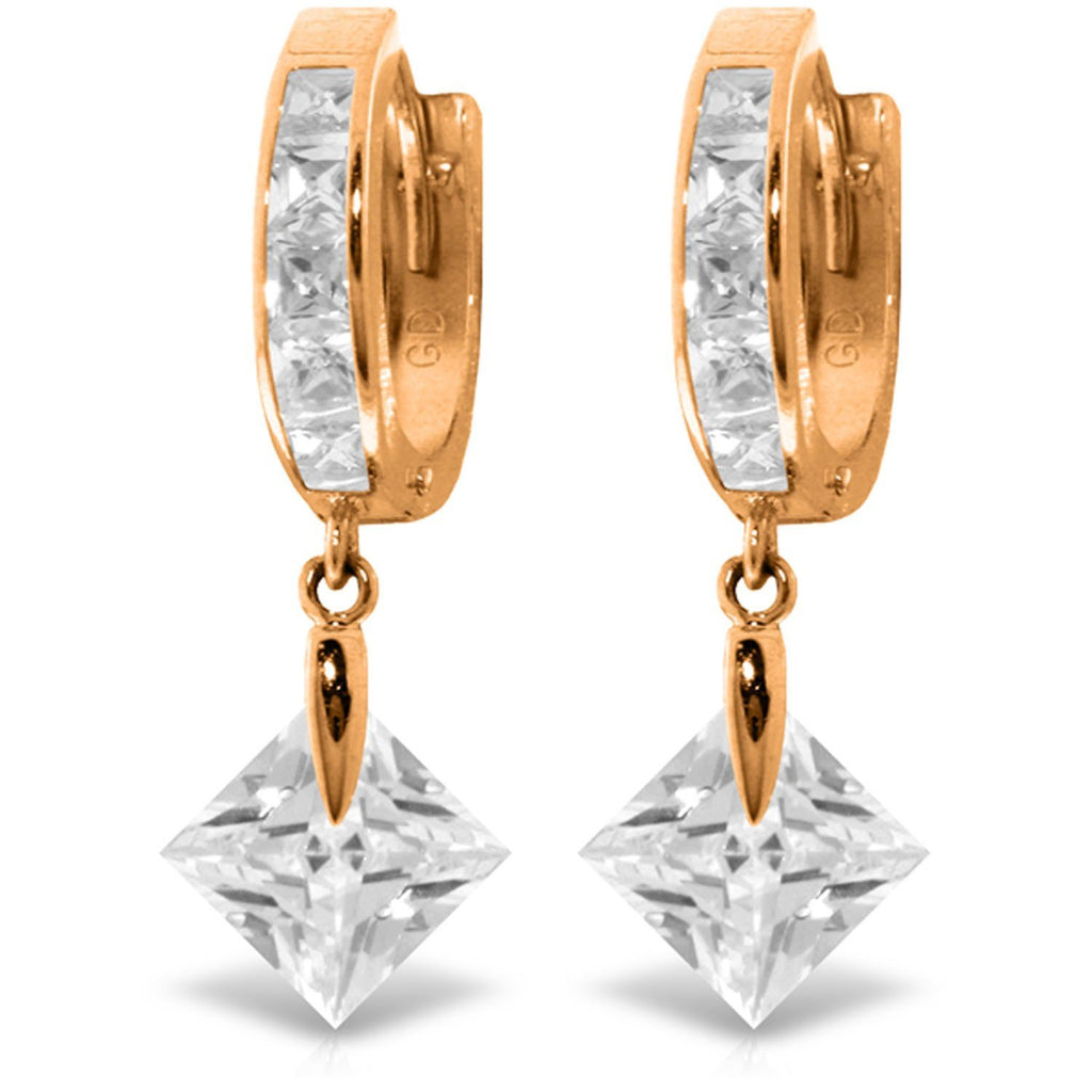 7.58 Carat 14K Gold Dangling Cubic Zirconia Hoop Earrings