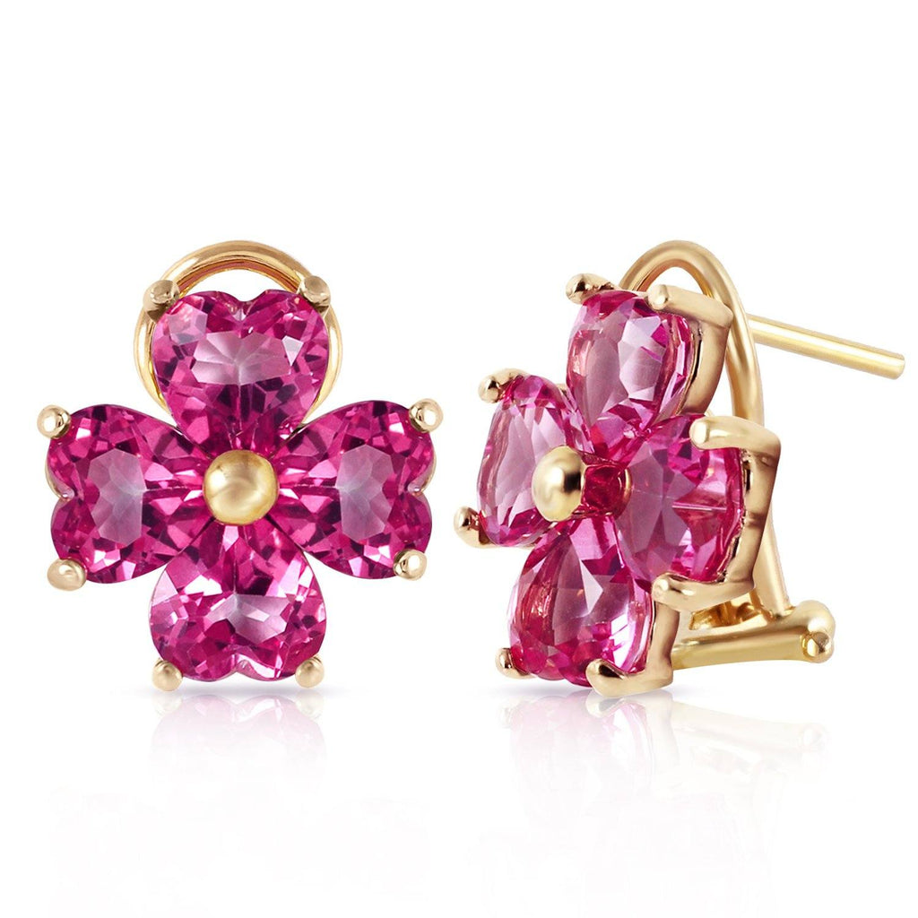 7.6 Carat 14K Gold French Clips Earrings Natural Pink Topaz