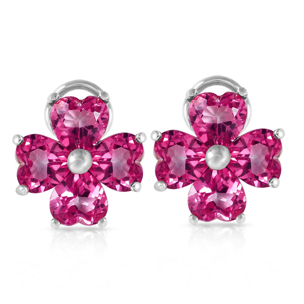 7.6 Carat 14K Gold French Clips Earrings Natural Pink Topaz