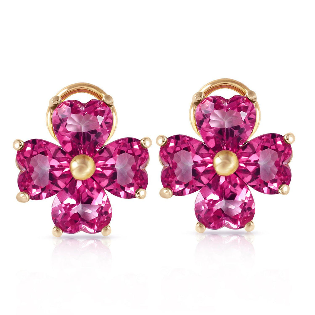 7.6 Carat 14K Rose Gold French Clips Earrings Natural Pink Topaz