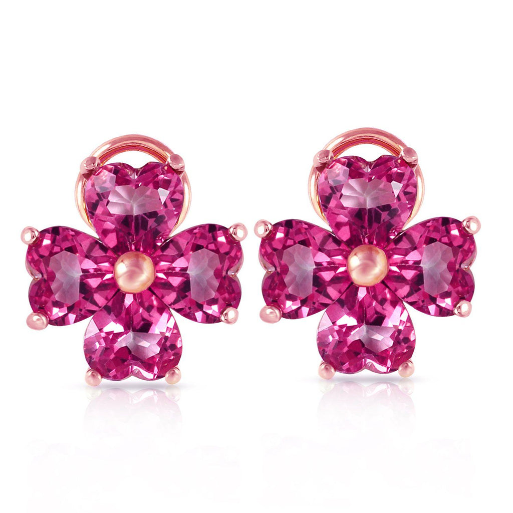 7.6 Carat 14K White Gold French Clips Earrings Natural Pink Topaz
