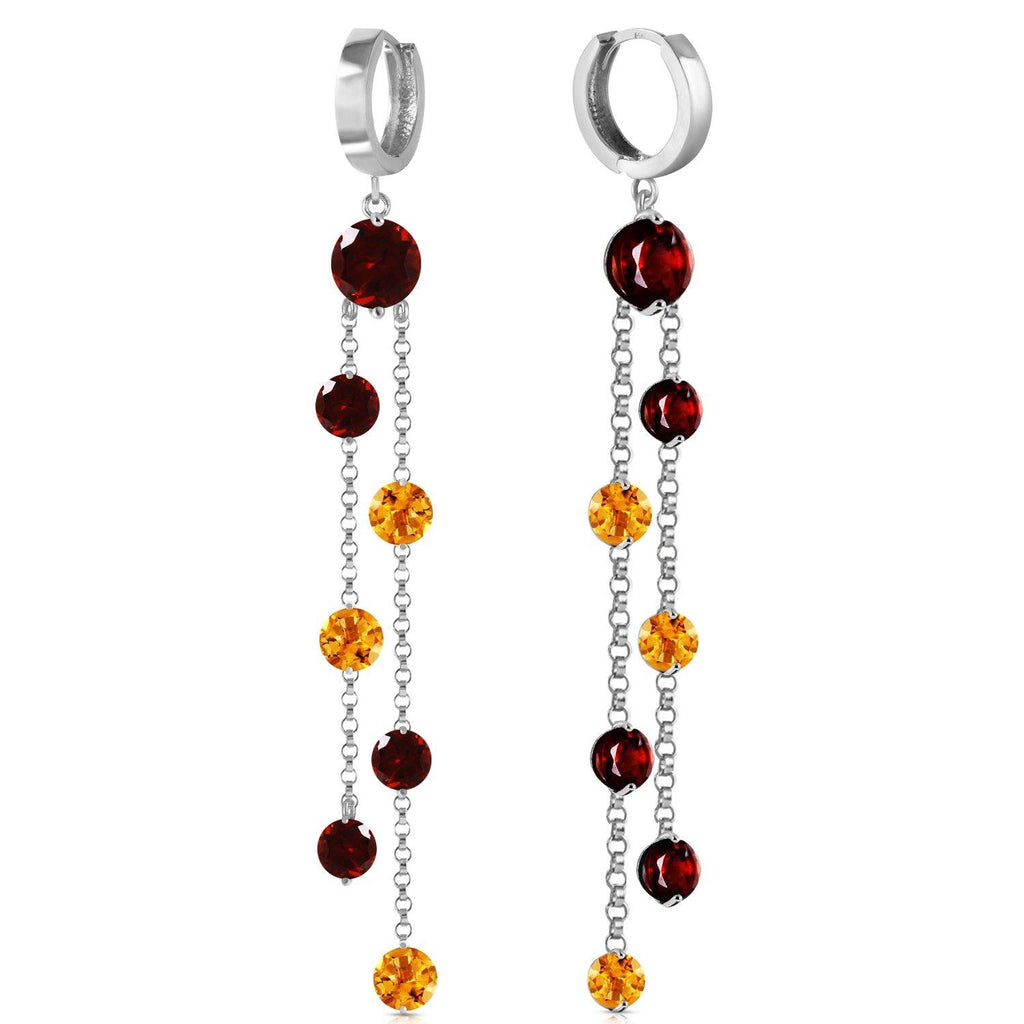 8.99 Carat 14K Solid White Gold Conquer To Prevail Garnet Citrine Earrings