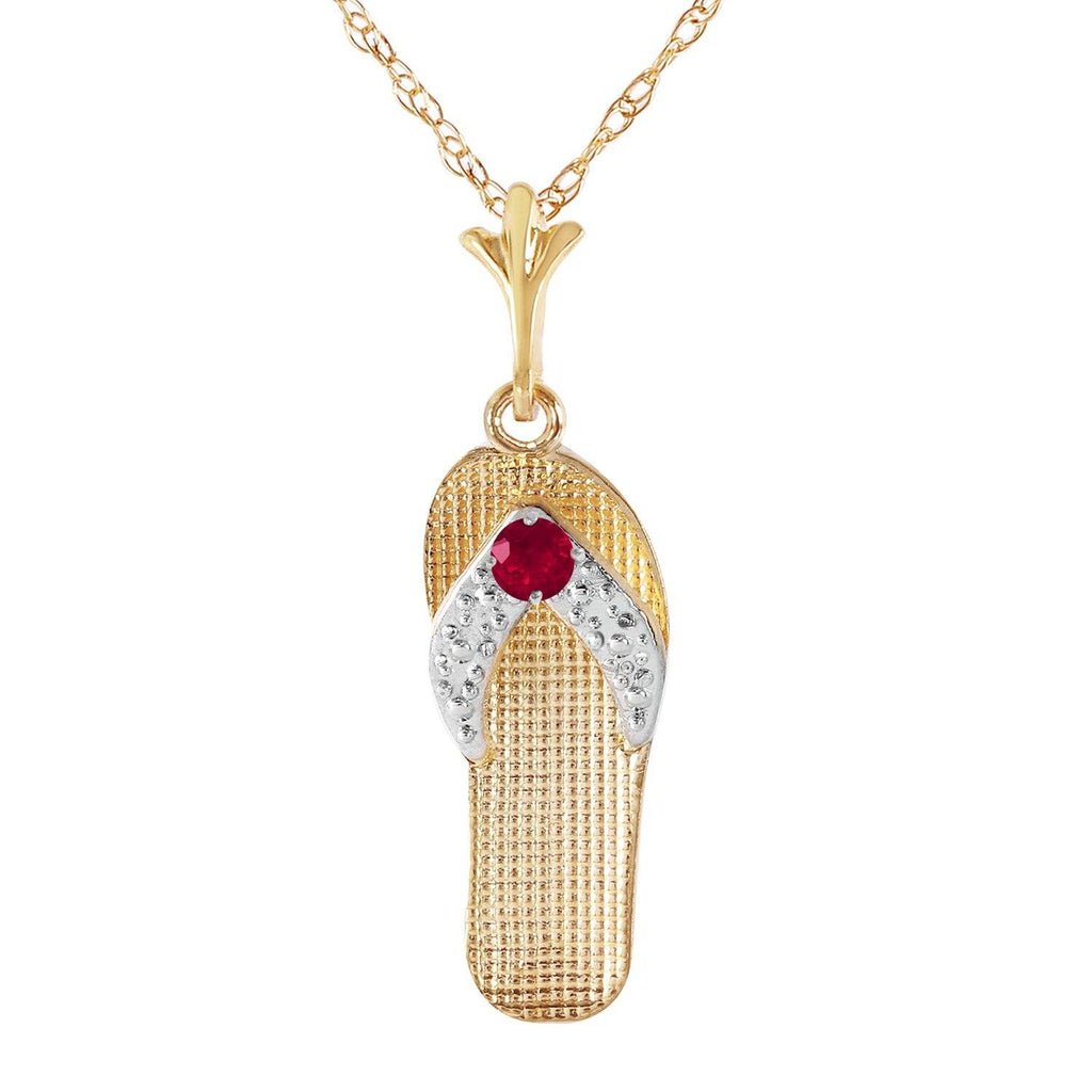 0.15 Carat 14K Gold Shoes Necklace Natural Ruby
