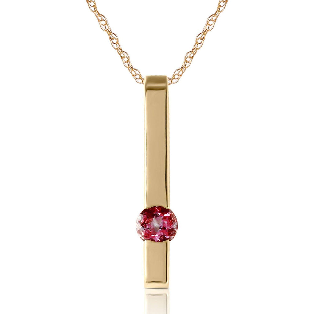 0.25 Carat 14K Rose Gold Bar Pink Topaz Necklace