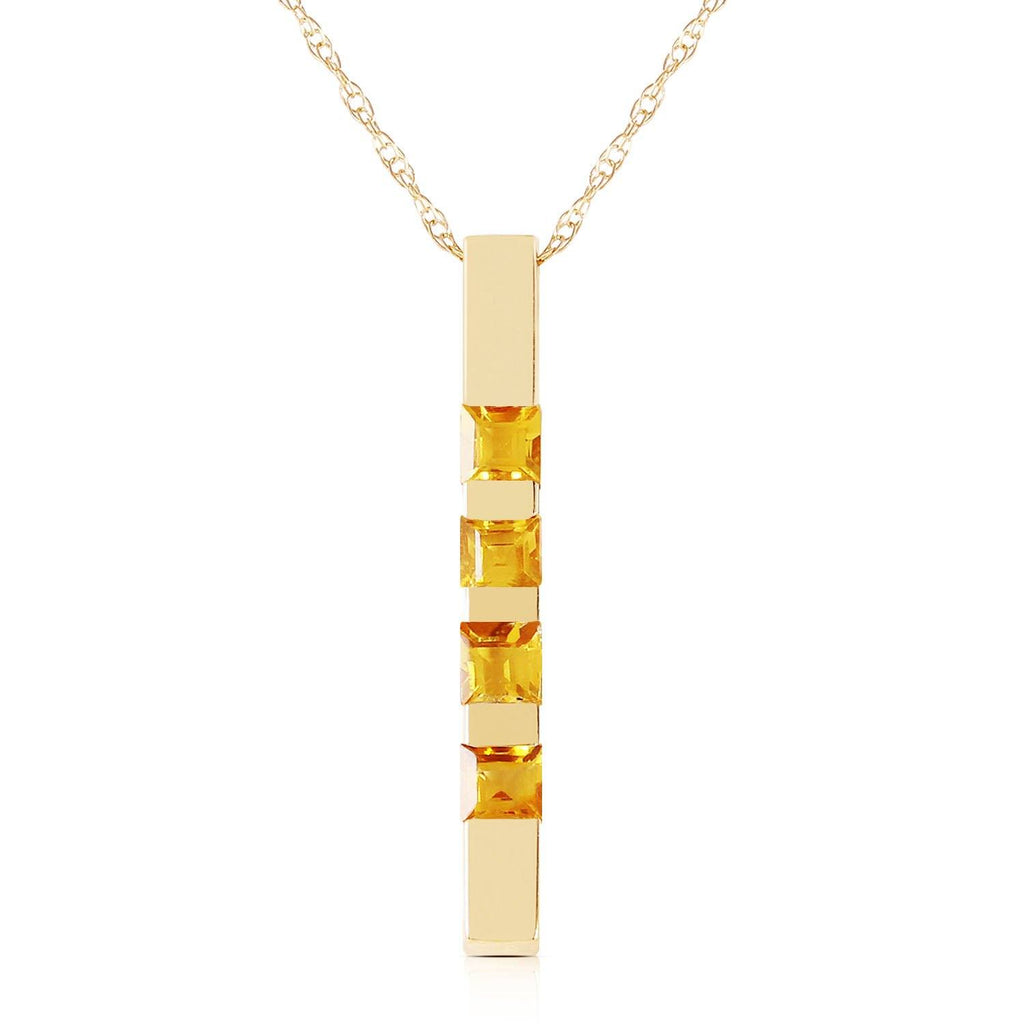 0.35 Carat 14K Gold Necklace Bar Natural Citrine