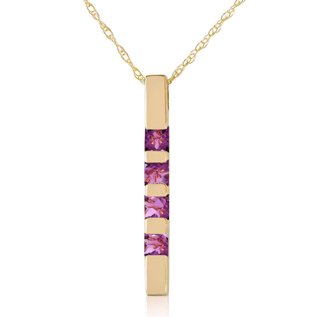 0.35 Carat 14K Gold Necklace Bar Natural Purple Amethyst