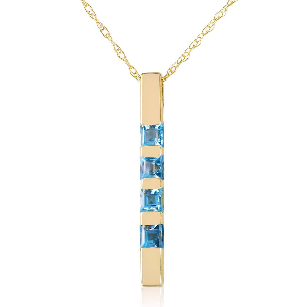 0.35 Carat 14K White Gold Necklace Bar Natural Blue Topaz