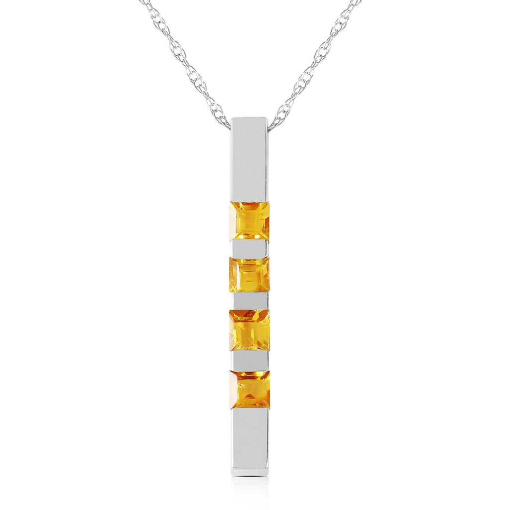 0.35 Carat 14K White Gold Necklace Bar Natural Citrine