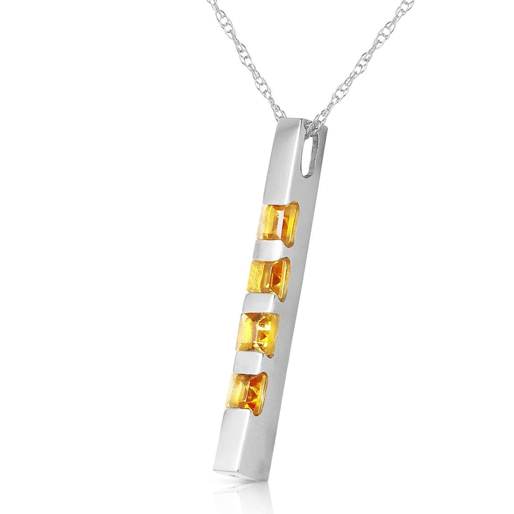 0.35 Carat 14K White Gold Necklace Bar Natural Citrine