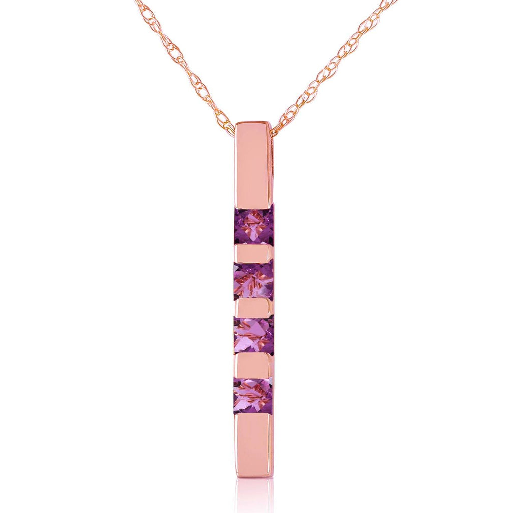 0.35 Carat 14K White Gold Necklace Bar Natural Purple Amethyst