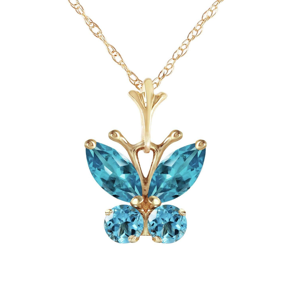 0.6 Carat 14K Gold Butterfly Necklace Blue Topaz