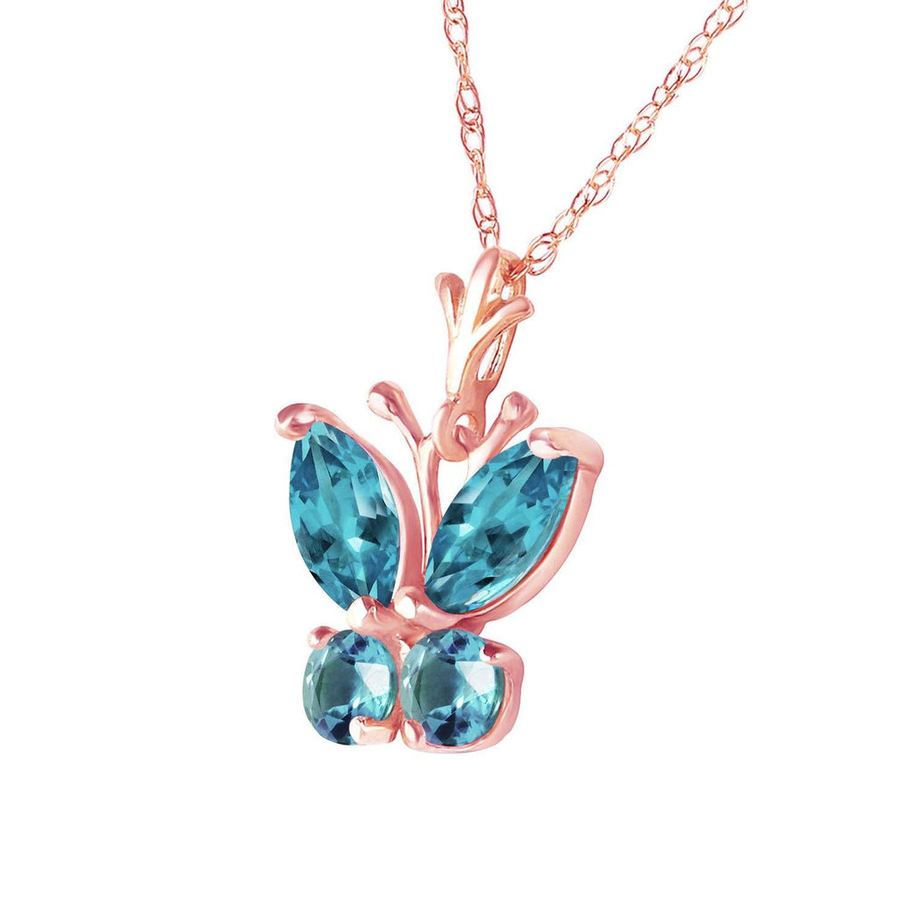 0.6 Carat 14K Gold Butterfly Necklace Blue Topaz