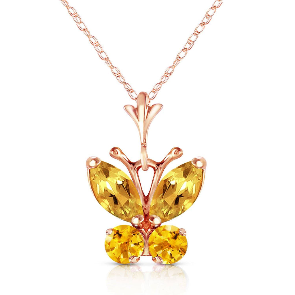 0.6 Carat 14K Gold Butterfly Necklace Citrine