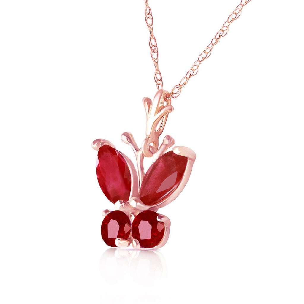 0.6 Carat 14K Gold Butterfly Necklace Natural Ruby