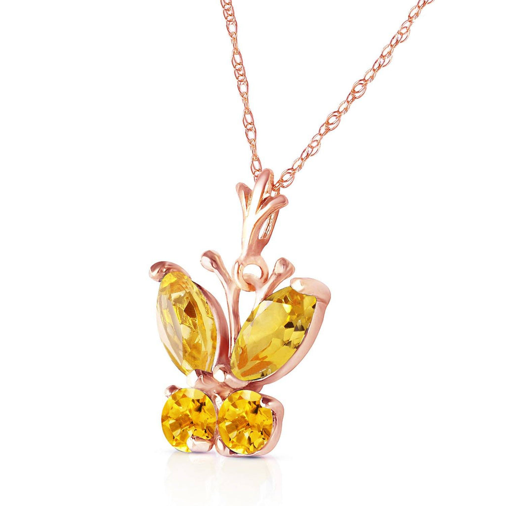 0.6 Carat 14K Rose Gold Butterfly Necklace Citrine