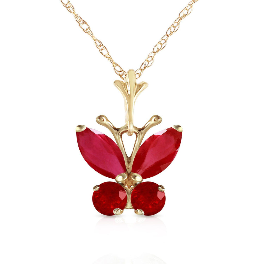 0.6 Carat 14K Rose Gold Butterfly Necklace Natural Ruby