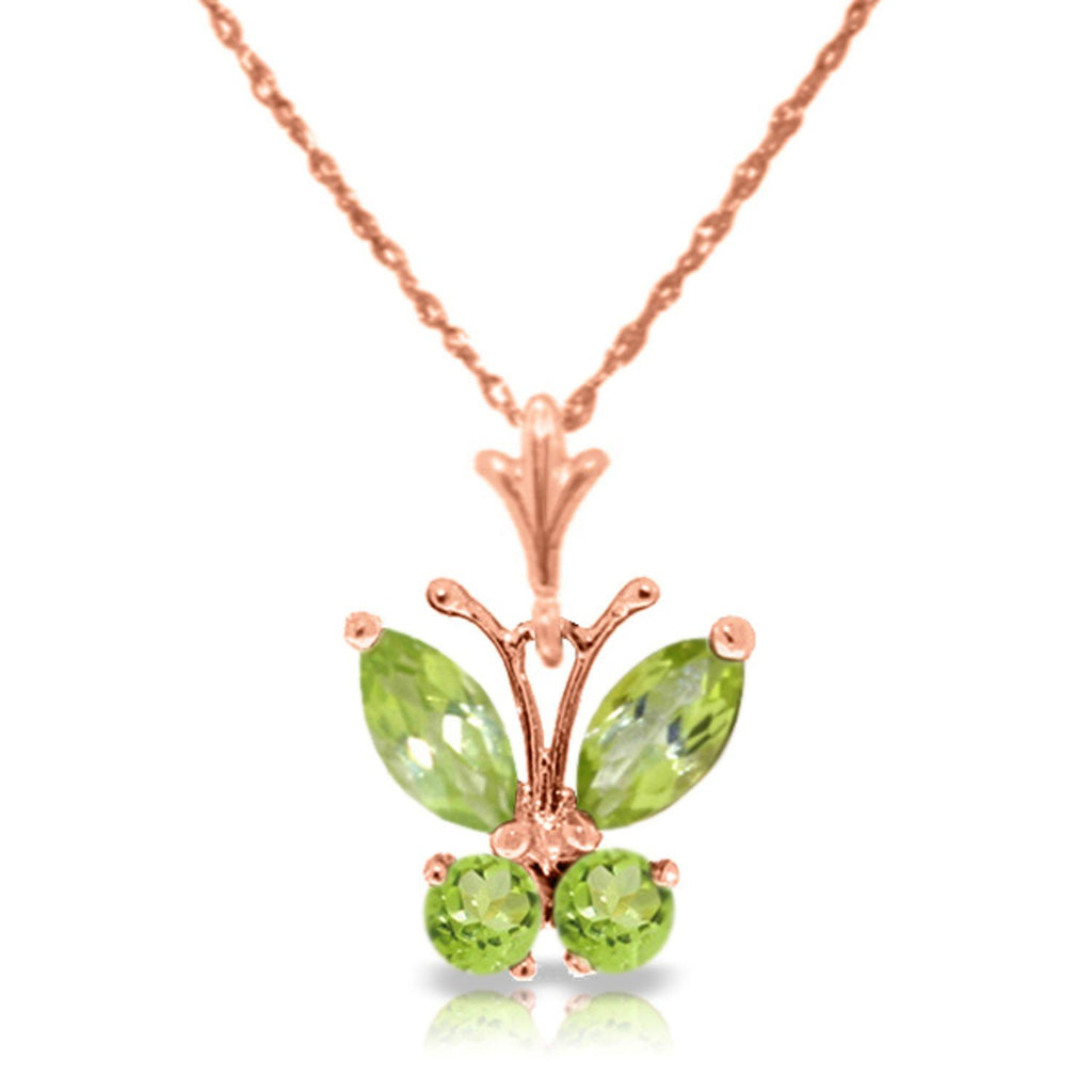 0.6 Carat 14K Rose Gold Butterfly Necklace Peridot