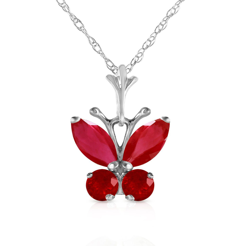 0.6 Carat 14K White Gold Butterfly Necklace Natural Ruby