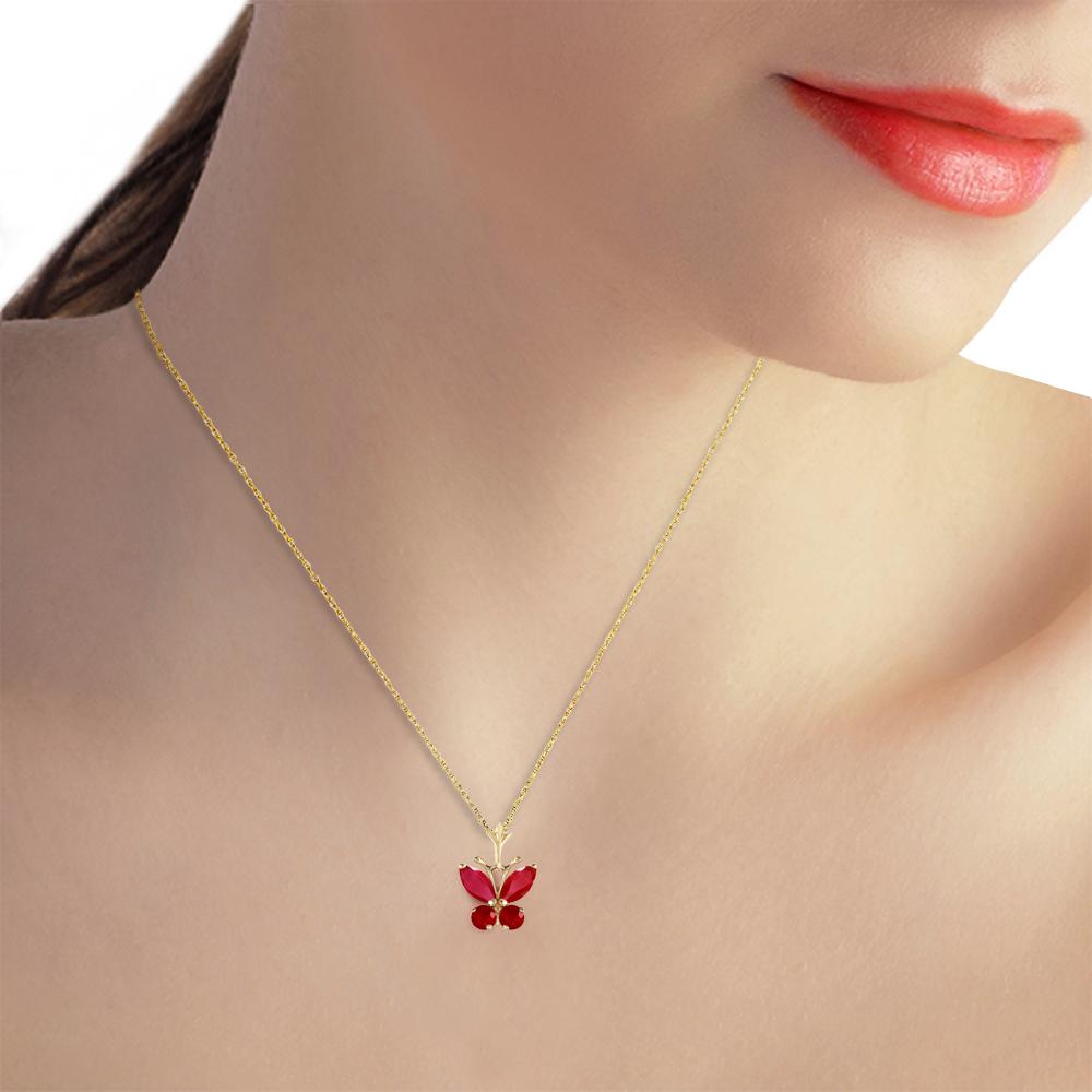 0.6 Carat 14K White Gold Butterfly Necklace Natural Ruby
