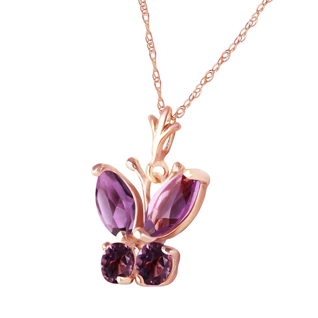 0.6 Carat 14K White Gold Butterfly Necklace Purple Amethyst