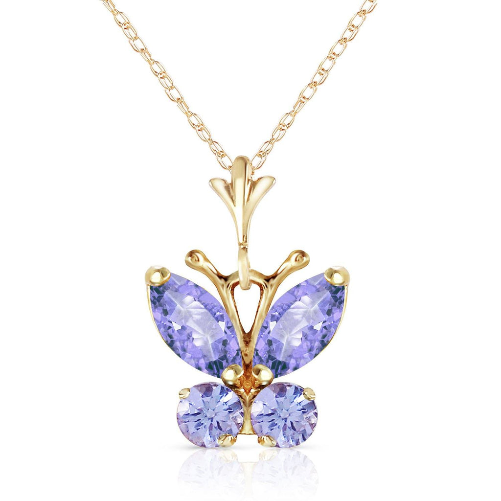 0.6 Carat 14K White Gold Butterfly Necklace Tanzanite