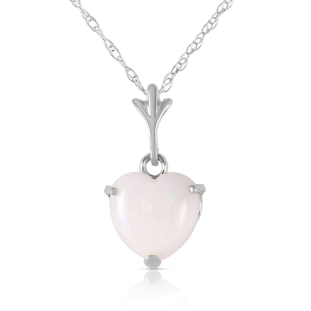 0.65 Carat 14K White Gold Necklace Natural Heart Opal