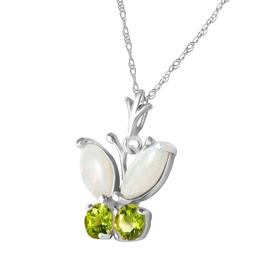 0.7 Carat 14K Gold Butterfly Necklace Opal Peridot