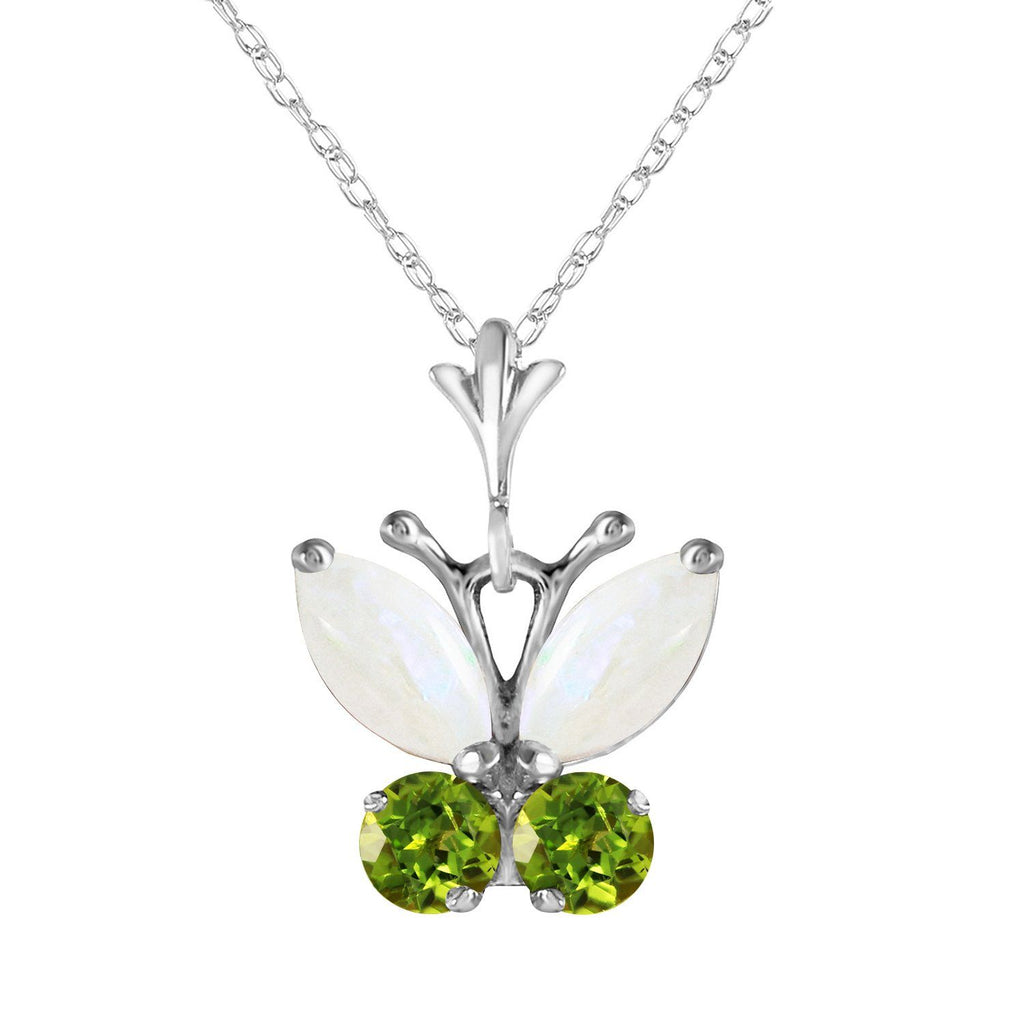 0.7 Carat 14K Rose Gold Butterfly Necklace Opal Peridot