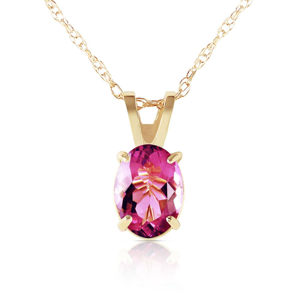 0.85 Carat 14K Rose Gold Solitaire Pink Topaz Necklace